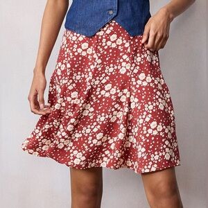 LC LAUREN CONRAD FLORAL GODET MINI SKIRT